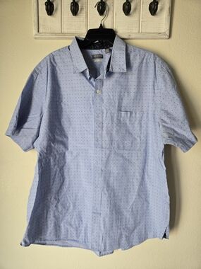 Van Heusen Light Blue Short-Sleeve Button-Down Shirt with Micro Dot Print